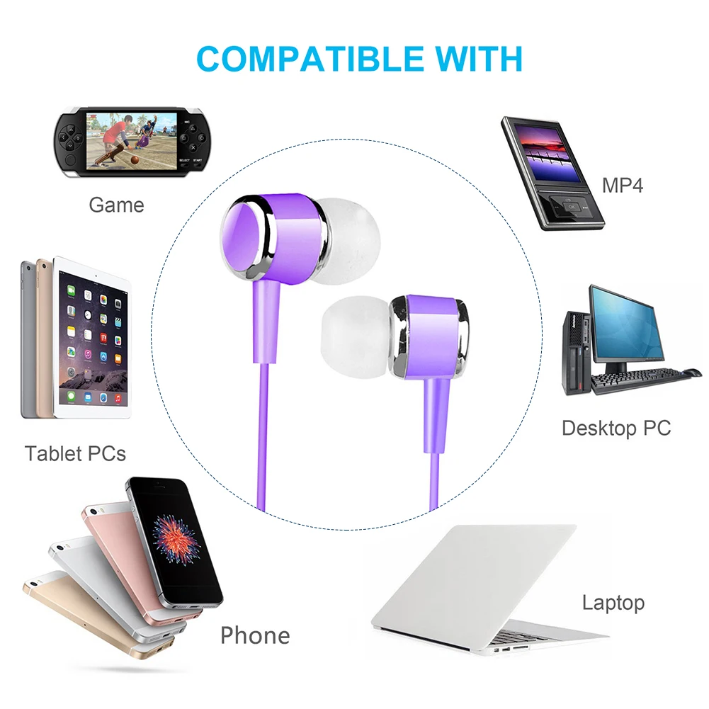 Wired Earbuds In-Ear Earbuds Universal 3.5mm Stereo Headphone Portable 3.5mm Plug for Mobile Phone PC Laptop Computer MP3