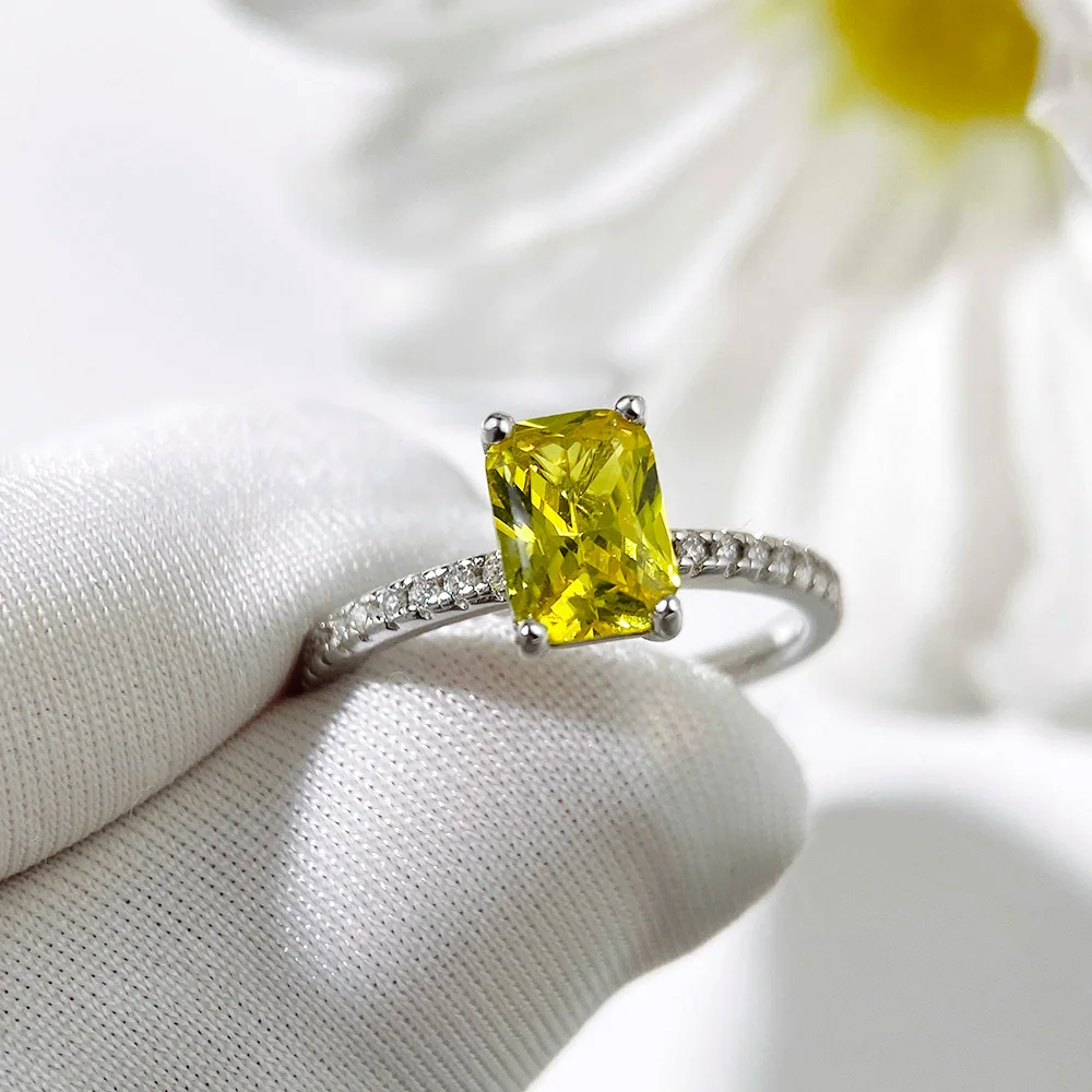 Halaile 5*7mm 1CT 잠비아 에메랄드 반지 실험실에서 재배한 S 여성용 스파클링 파인 쥬얼리 웨딩 발렌타인 데이 선물