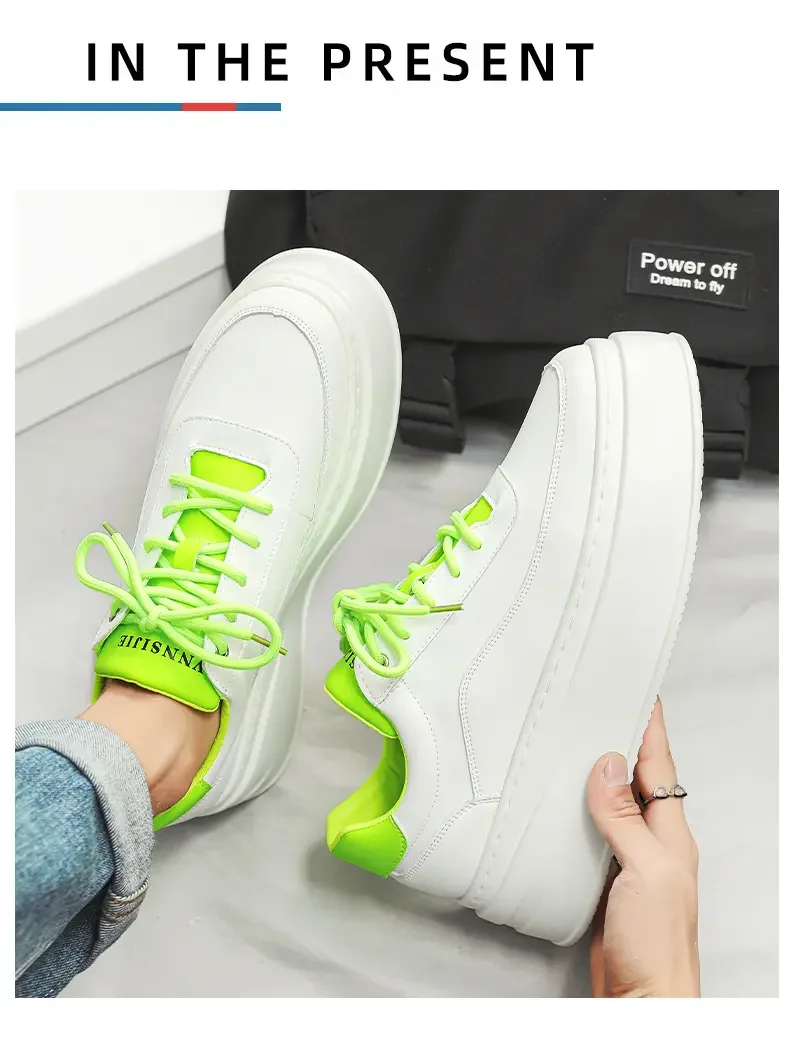 2024 Casual für Männer Laufschuhe Atmungs Dicken sohlen Sport Bord Weiße Schuhe Turnschuhe Komfortable Männer Training Plattform_voghion.com