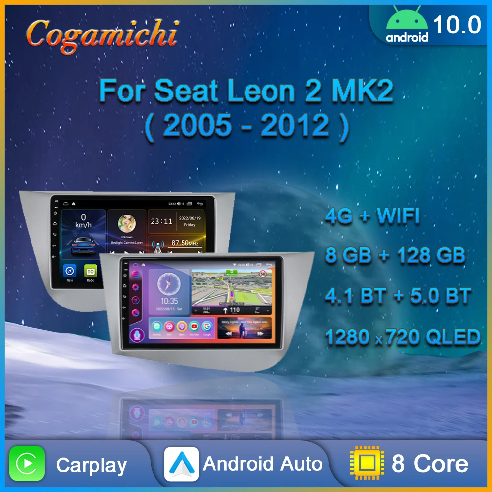

Car Radio For Seat Leon 2 MK2 2005-2012 Multimedia Viedeo Player GPS Navigation Android Auto Carplay Stereo 2 Din Touch Screen