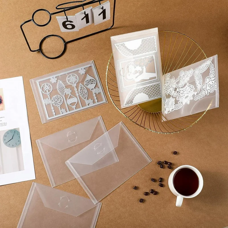 stamp die storage bag 21Piece Clear Stamp And Die Storage Pockets Die Cut Storage Bag Scrapbooking Envelopes (5 X 7 Inch)