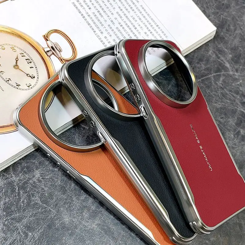 Premium PU Leather Magnetic Wireless Charging Protective Back Cover Case
