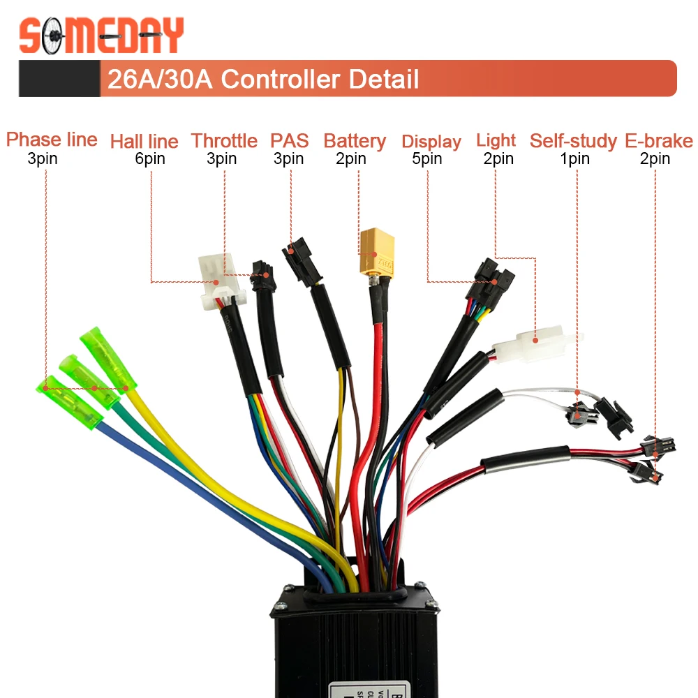 Electric Bicycle 36V/48V 17A 26A 30A 3 Model Sinewave Controller S866 S900 GD01 LCD Display For 350W500W750W1000W Ebike