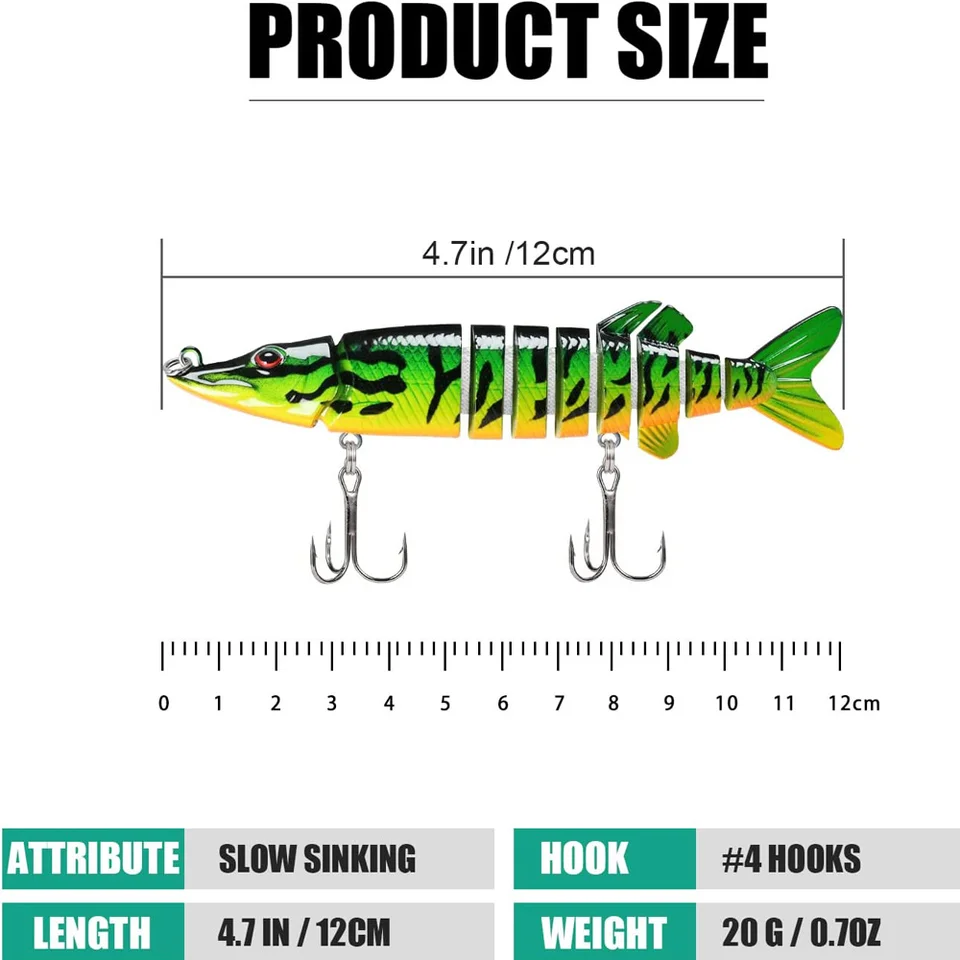 Leurres de pêche multi-articulés, 7 pièces, appâts artificiels, brochet Wobblers Crankbait, eau douce, eau salée, truite 18 Leurres de pêche multi-articulés, 7 pièces, appâts artificiels, brochet Wobblers Crankbait, eau douce, eau salée, truite 18