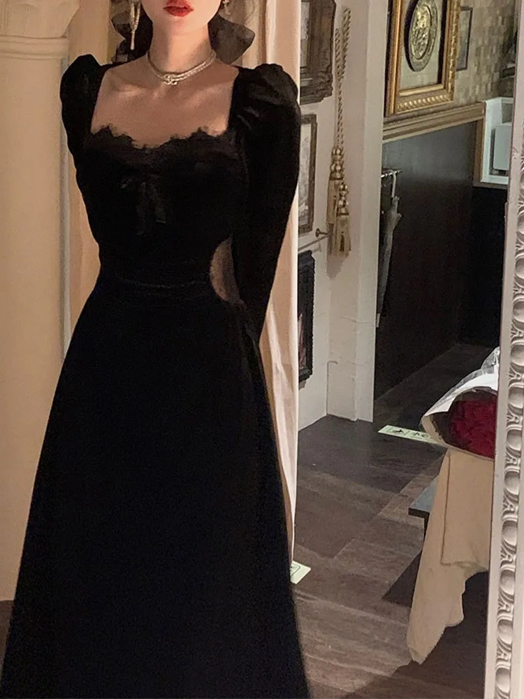 

Элегантные платья для женщин, уличная одежда с длинным рукавом, женское однотонное платье для офиса во французском стиле, новинка сезона весна-лето 2023