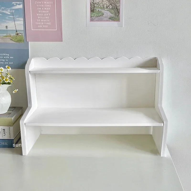 Double-Layer Desktop Shelf Storage Rack Books and Stationery Organizer Cosmetics Storage Shelf for Home and Office