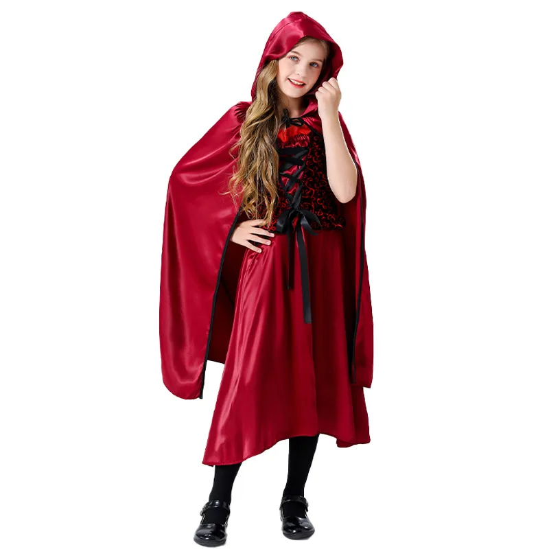 

Halloween Little Red Riding Hood Costume Cosplay Children Girl Vampire Dress