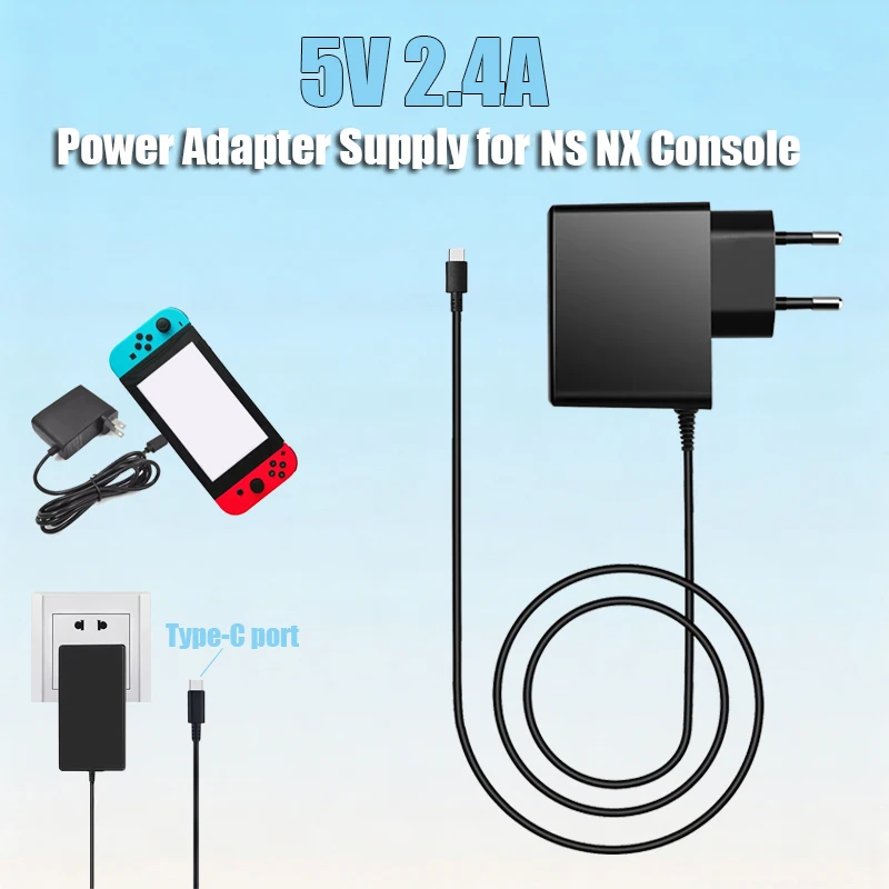 Universal 5V 2.4A USB-C Power Adapter with EU/US Plug