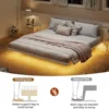 Floating Bed Frame King Size W/ LED Lights, Metal Platform King Bed W/ Heavy Duty Steel Slats & 4 Mattress Slide Stopper, White 6