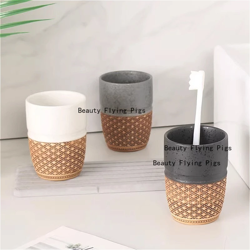 1pc Mouthwash Household Ceramic Toothbrush Hotel Toiletries Cups, Wash Cup, Bathroom Products_voghion.com
