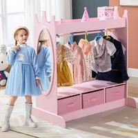 Kids Armoire Dress-Up Storage w/Mirror and Drawers,Dress up Closet,Costume Dress up Wardrobe, Pretend Storage Closet w 1