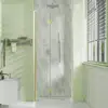 Frameless 32" W x 72" H Bifold Hinged Glass Shower Door Brushed Gold Left Installation Waterproof Seal Easy Entry and Exit 3