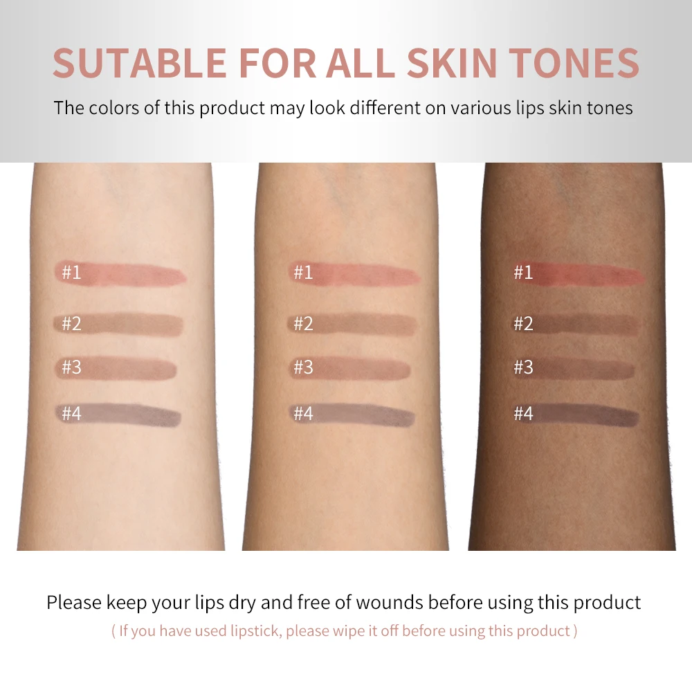 4Colors Waterproof Lip Liner Peel Off Tattoo Lipgloss Waterproof Long Lasting Matte Lip Tint Brown Contour Tear-off Lips Stain