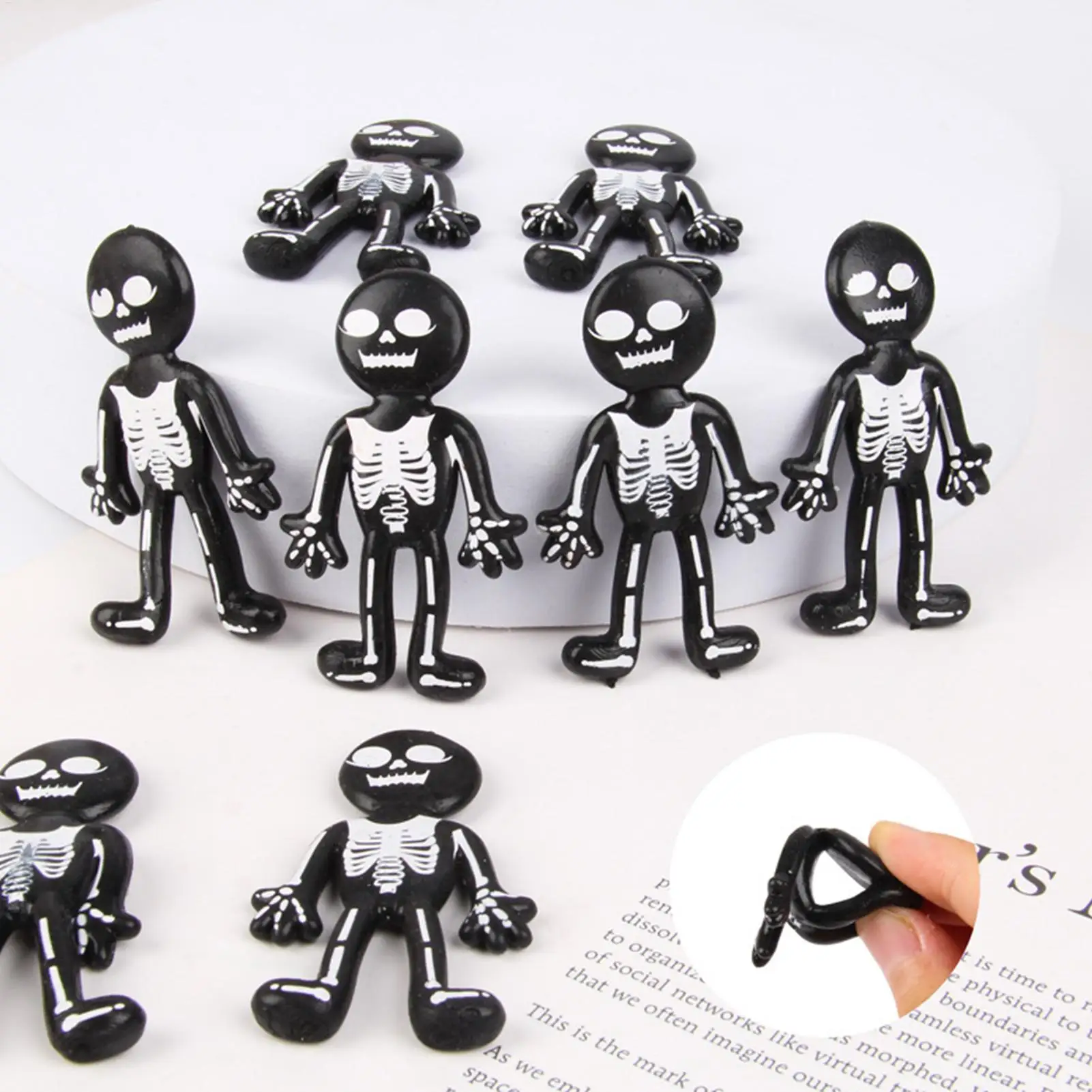Black Fidget Toys Halloween Stretchy Toy Mini Fidget Skeleton Stress Relief Squeeze Toys Safe Halloween Party Favor Decoration