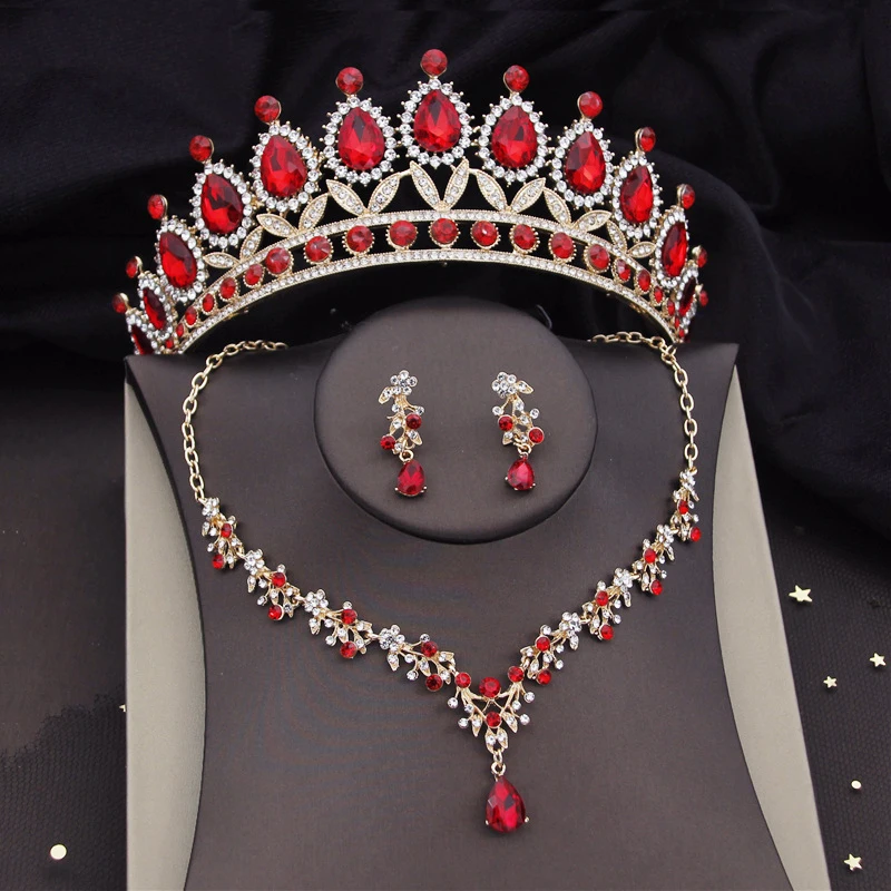 Baroque Crystal Bride Jewelry Sets for Women Crown Tiaras Earrings Luxury Choker Necklace Wedding Dress Bridal Sets Accessories 