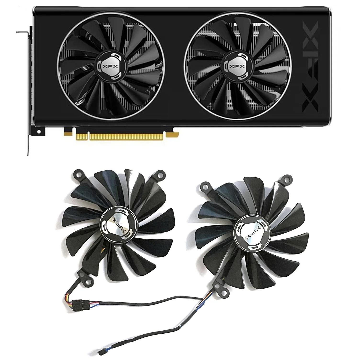 2 Pz 95Mm 4Pin Fdc10U12S9-C Muslimppu Cooler Per Xfx Radeon Rx 5700 Xt 8Gb Thicc Ii Ultra / 5700 8Gb Dd Ultra Scheda Grafica