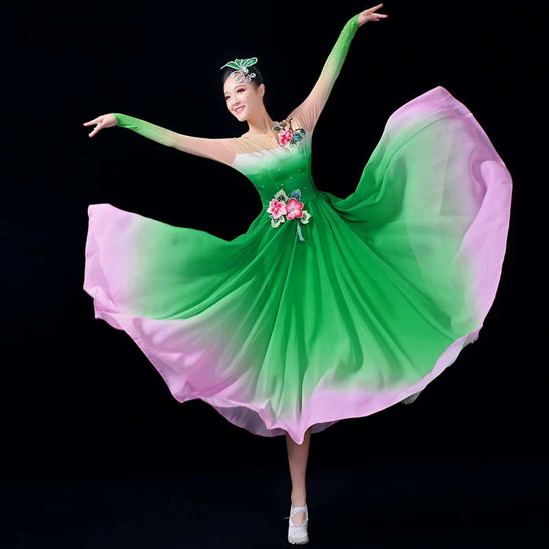 Modern Elegant Opening Dance Large Swing Dress Performance Costume Women's Large Dance Costume Stage Dress women dance skirt