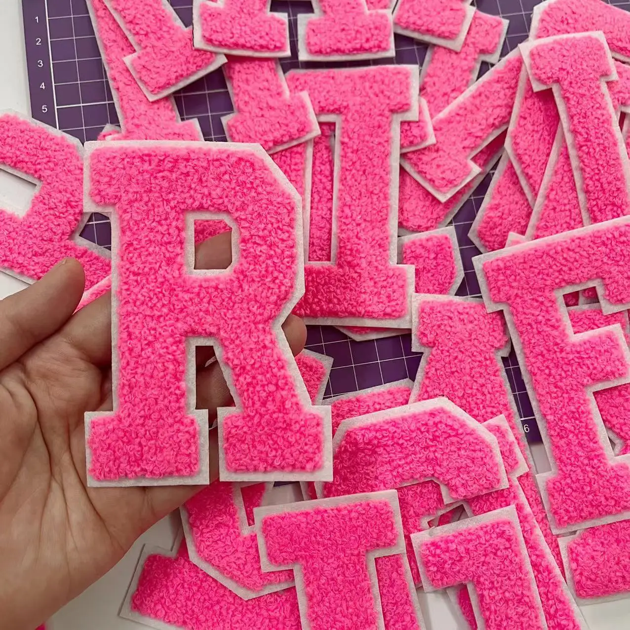 Pink Letter Patch Patches Iron on / Sew on Retro Alphabet