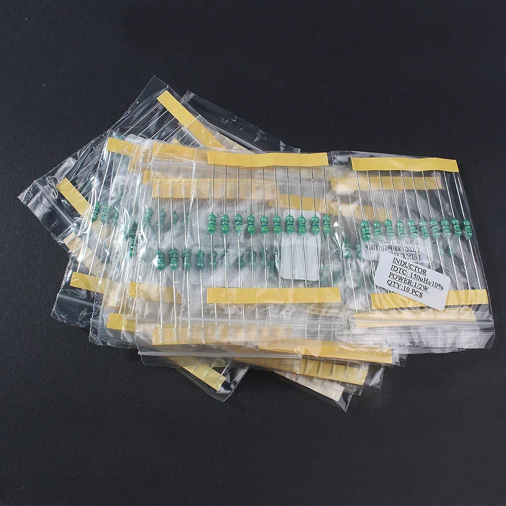Inductor Assortment Kit 200PCS 1/2W Inductor Assortment Set 0.5W Color Ring Inductance 1UH to 4.7MH 20values x 10pcs Inductors Assorted