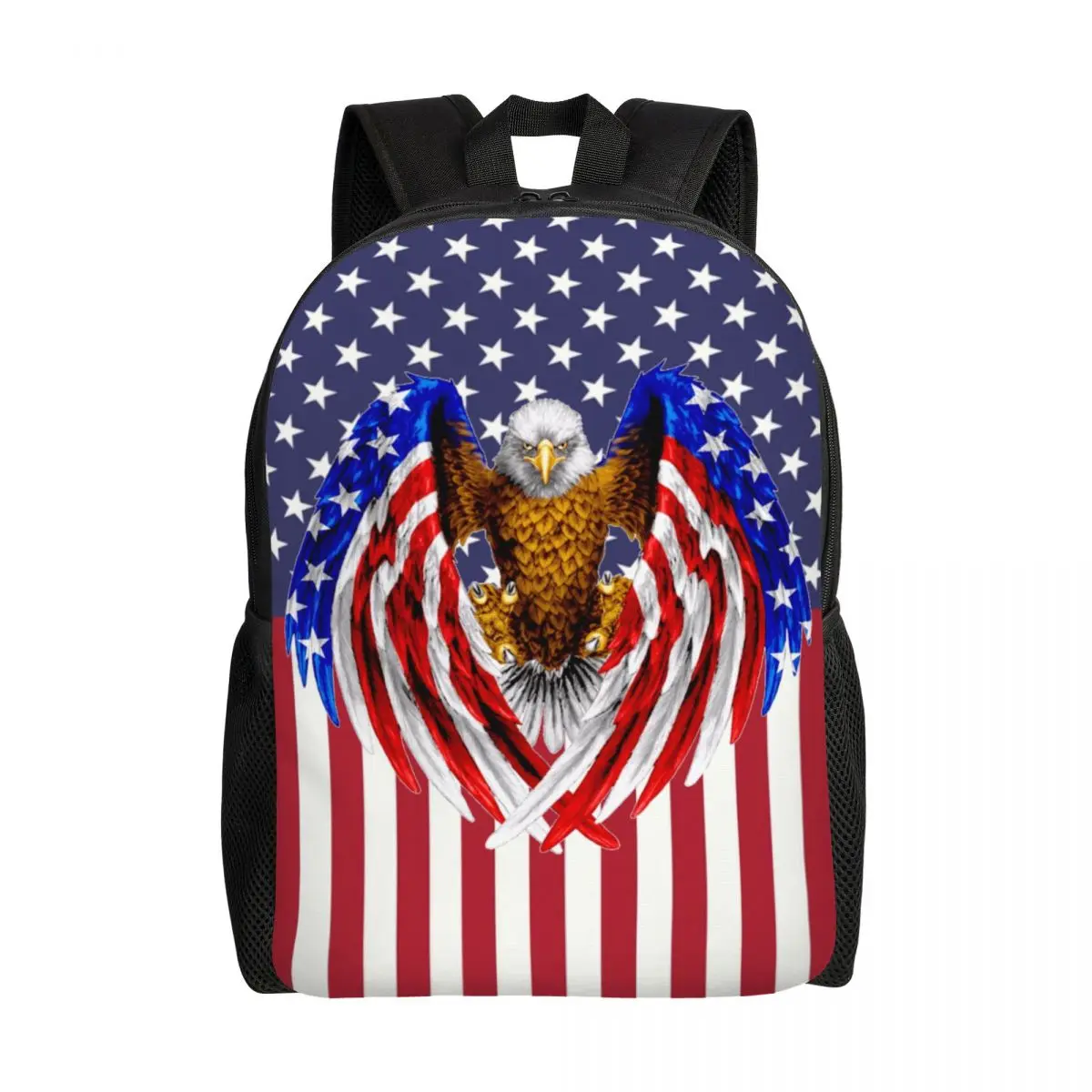 

USA Flag American Eagle Backpacks for Women Men Water Resistant College School Bag Print Bookbag