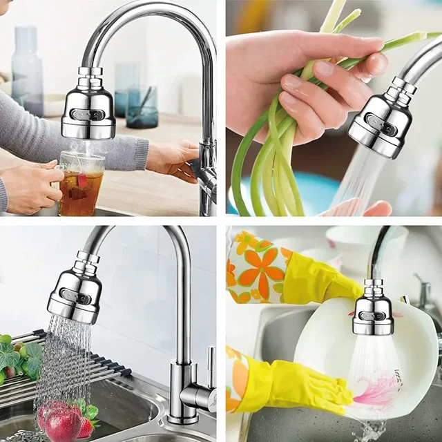 360 Degree Swivel Kitchen Faucet Aerator Adjustable Dual Mode Sprayer Filter Diffuser Water Saving Nozzle Bath Faucet Connector 5