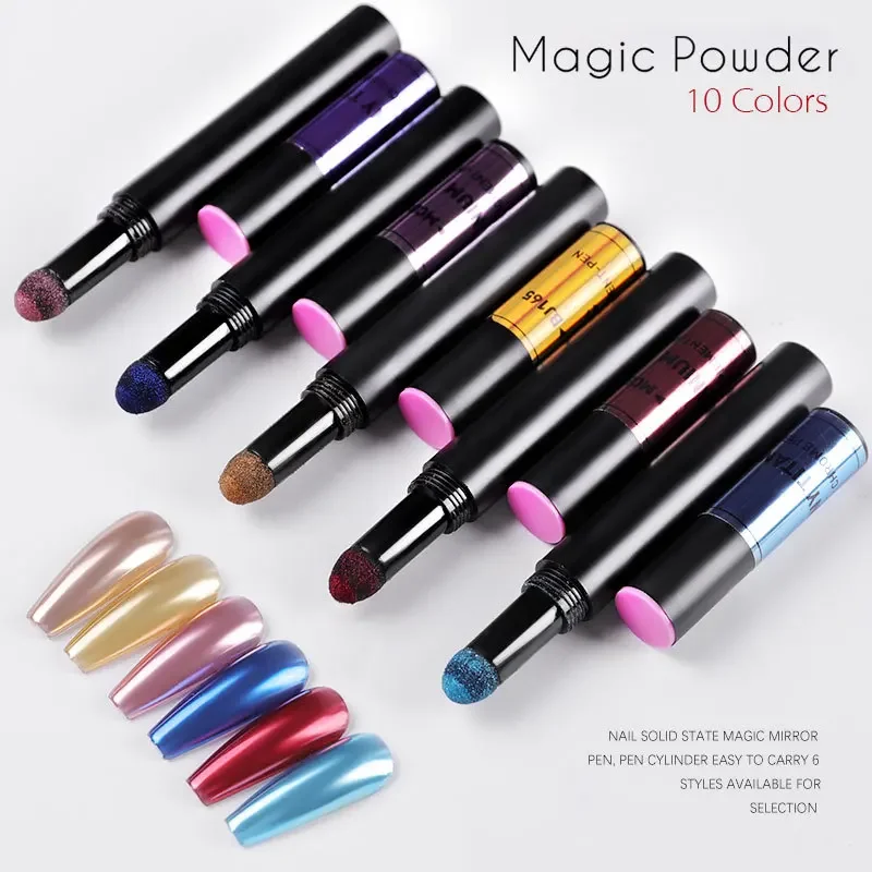 Nail Powder Pen 1pc Chrome Pigment Dust Laser Cushion Mirror Glitters Decor Tool Gold Silver Holographics Nails Art Accessories nail powder nail glitter nail pigment nail decoration nail decorations