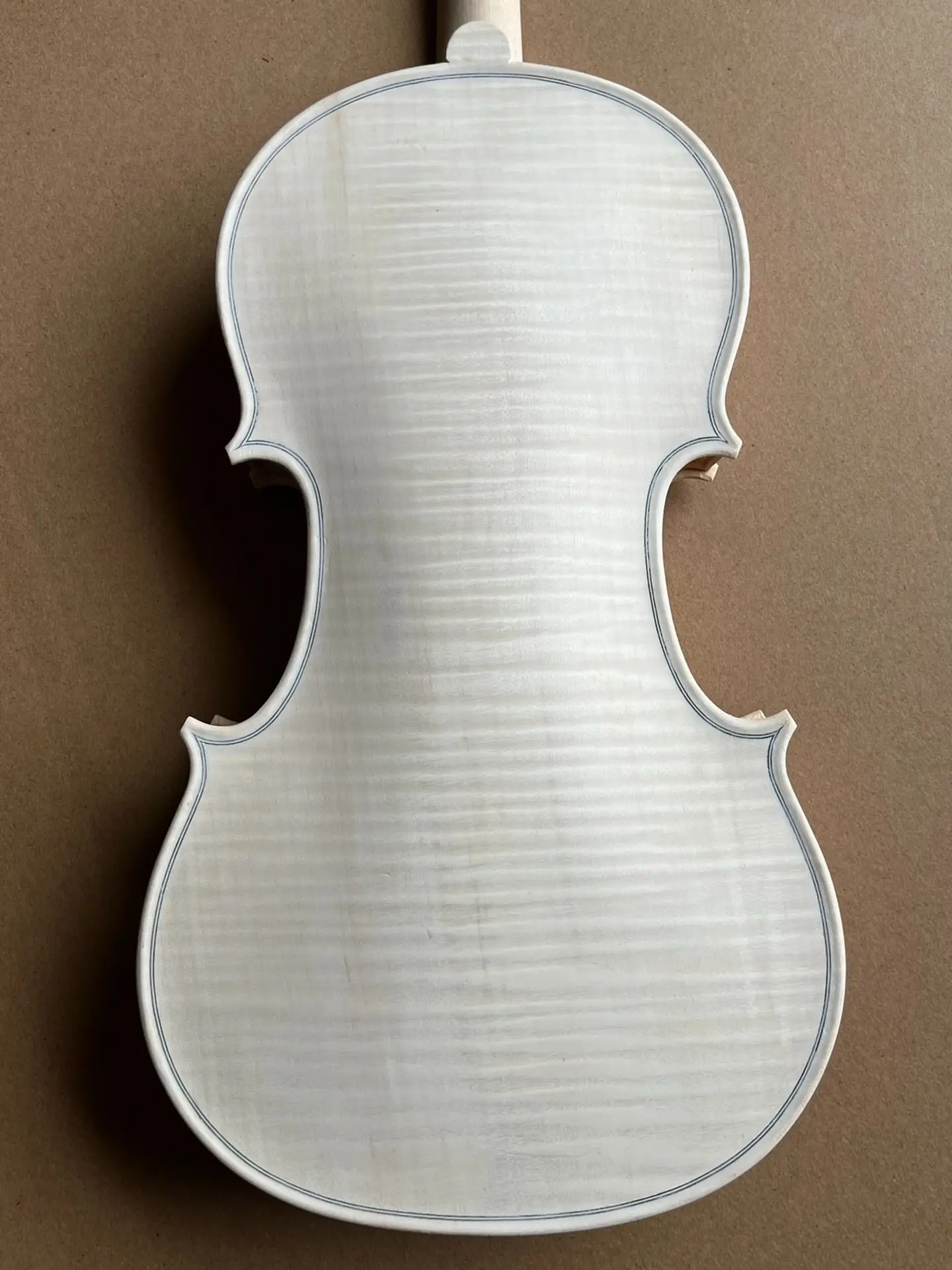 High Quality 4/4 Violin Unfinished White violin Full Size One piece flame maple Back Spruce Top Hand Made Violin Free Case
