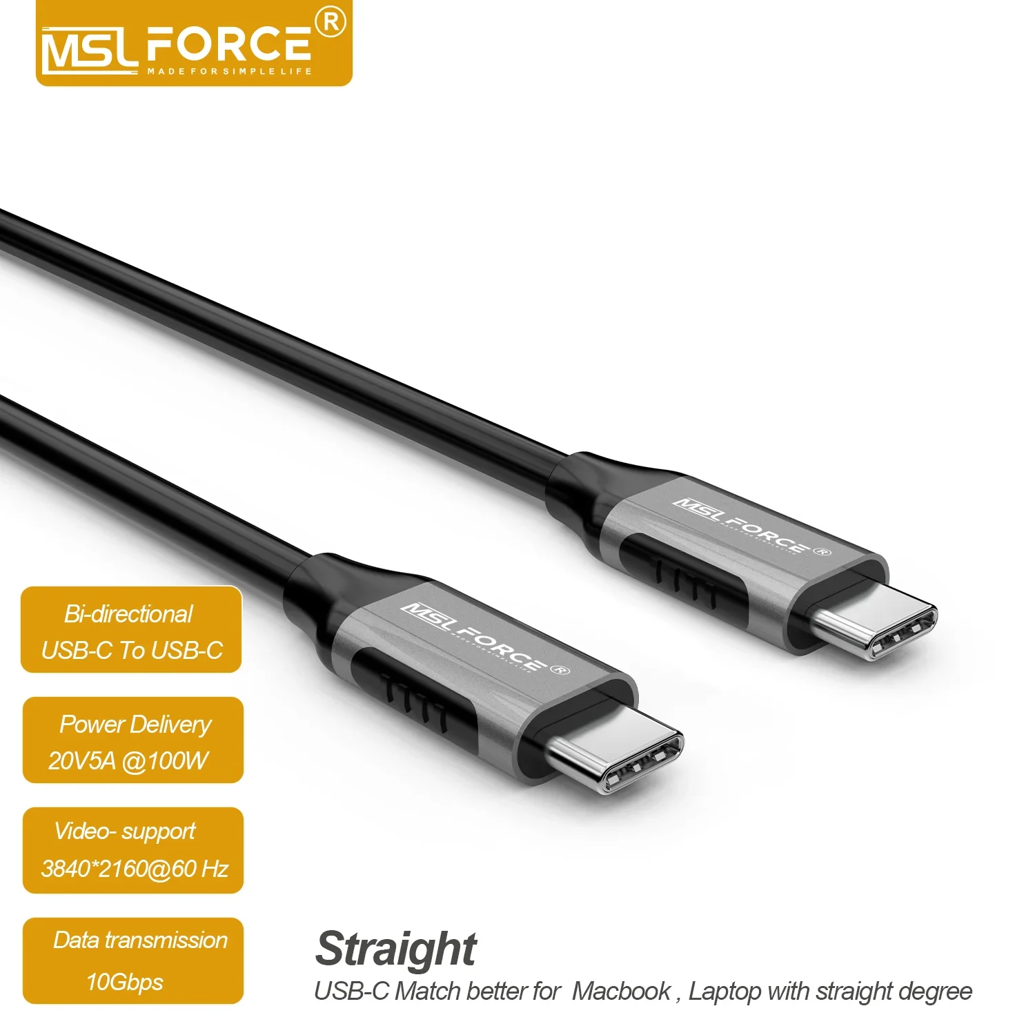 

MSLFORCE 100W USB C To Type C Cable for iPhone 15 Macbook Samsung Xiaomi POCO Games PD Fast Charging Cable Data USB Cable 5A