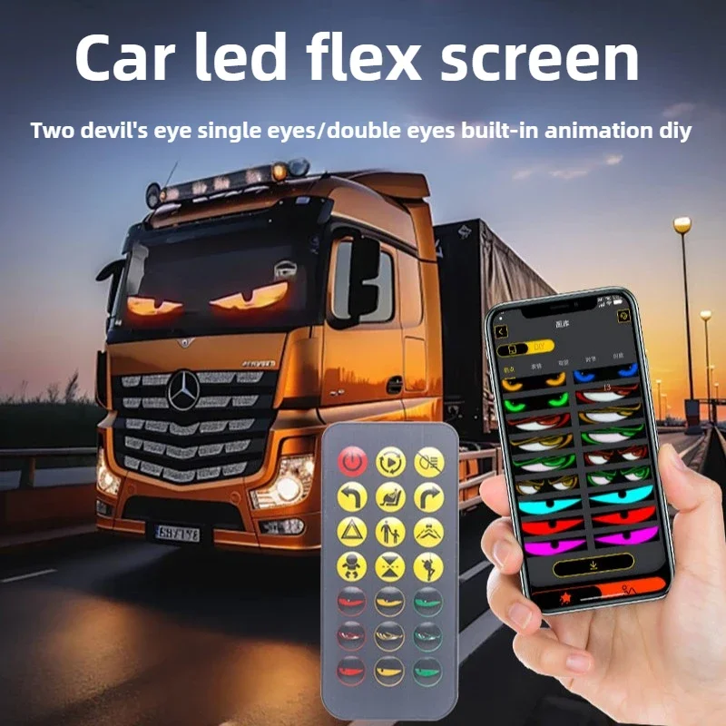 LED Message Board Soft Foldable Remote Control Truck Devil Eye Bluetooth App DIY Matrix Pixel Panel