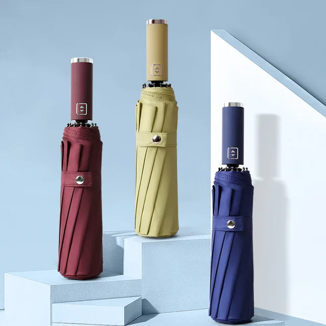 Nagy Méretű Összecsukható Erős Szélálló Utazási Esernyő Család Paraguák 3 Hajtogatott Esővihar Férfiak - Image 2