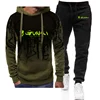 2024 Spring Autumn Gunki Logo Print Fashion Gradient Color Sports Set Men's Comfortable Hoodies Tracksuit+Casual Sweatpants Suit 1