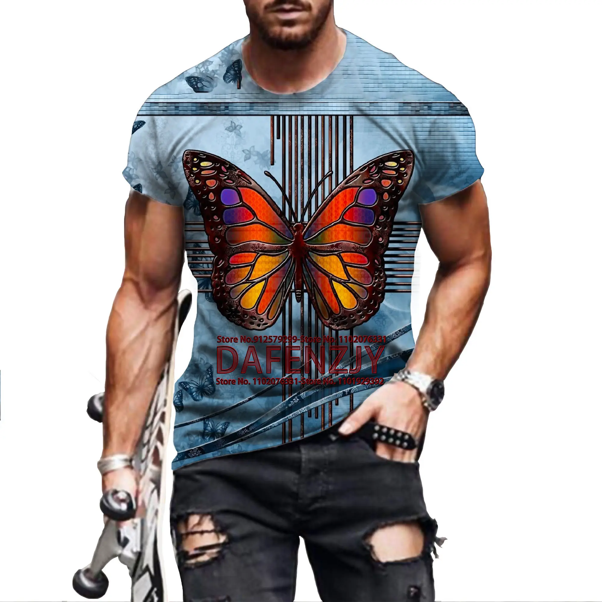

Men's T-shirts Personality Butterfly 3d Print Graphic Short Sleeve Tops Fashion Hip Hop Tees Men T Shirt Vintage Men Clothing
