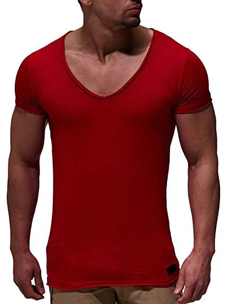 Short Sleeve T Shirt Short Sleeved T Shirt Men V Neck Short Sleeve Loose T-shirts Summer Male Solid Tee Tops