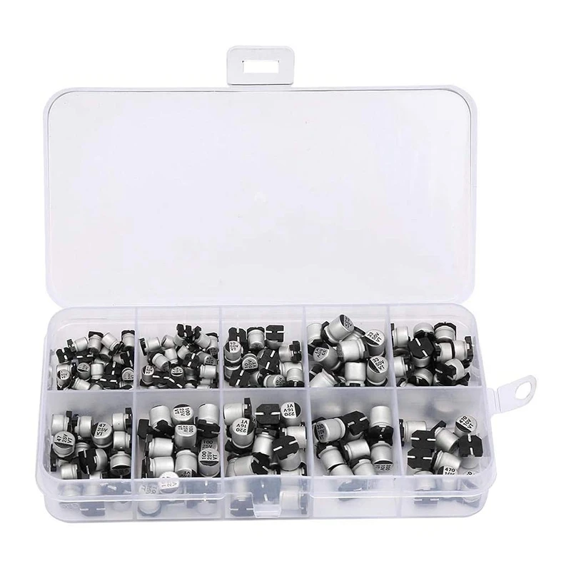 

200Pcs 10-50V Capacitor Assorted Kit With Box Electrolytic 1UF 50V - 470UF 10V