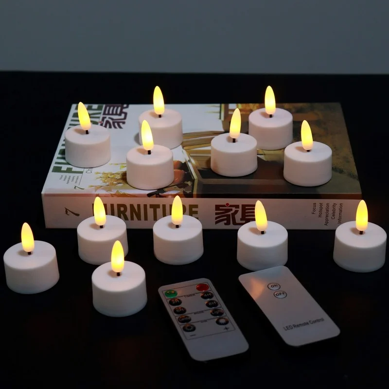 12PCS LED Candle Light remote control Simulation Candle Smokeless Tea Light WarmWhite Flash Holiday Birthday Wedding Party Decor