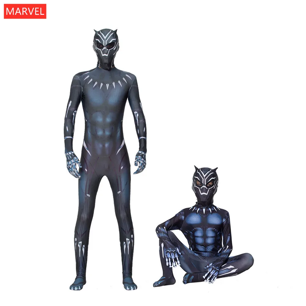 Детский Костюм Marvel пантера 3D фильм супергероя Хэллоуин вечеринка полный боди