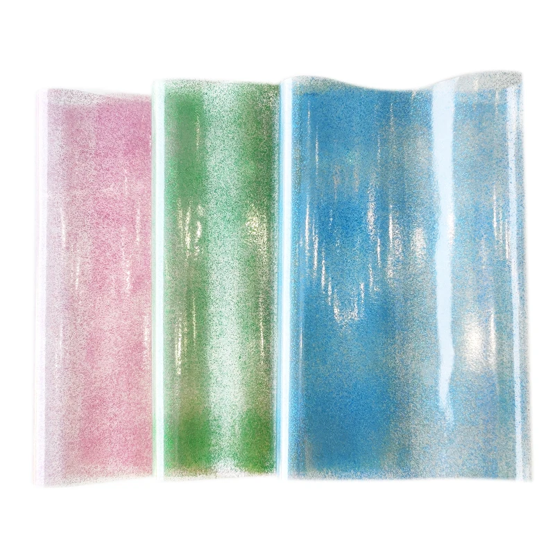 

Transparent with sparkle TPU vinyl Faux leather sheet,Fabric For furniture decorative desk mat notebooks covers bow crafts DIY
