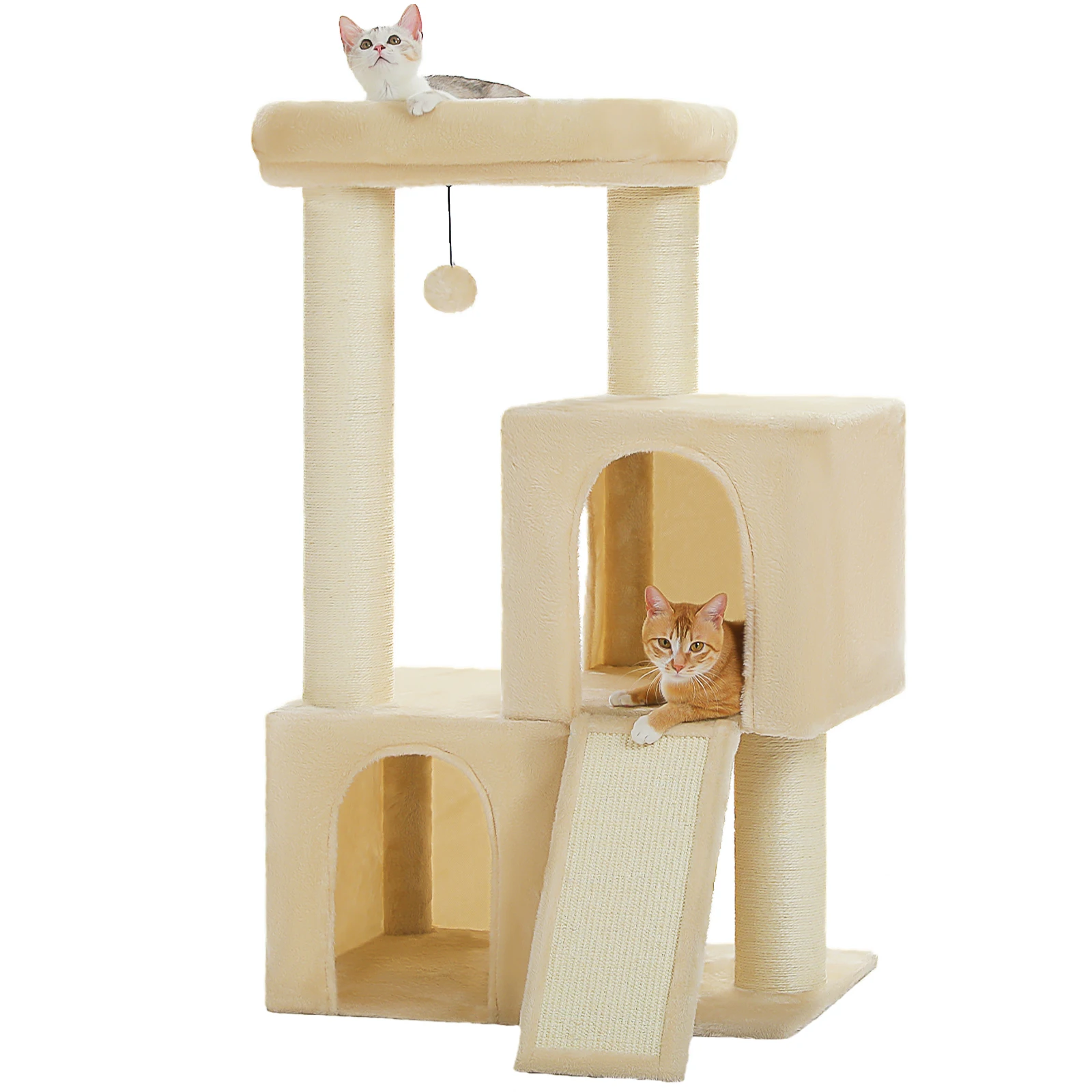 Großer Katzenbaum mit Dicken Kratzpfosten und Sisal-Kratzrampe Geräumiges Katzen-Condo Robuster Katzenturm für Indoor-Katzenspielzeug – Detail 16