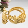 Gold Plated Leopard Bangles For Banquet Party Fashion Adjustable Ring 2pcs Jewelry Sets For Women Dubai Jewelry Accessories 6