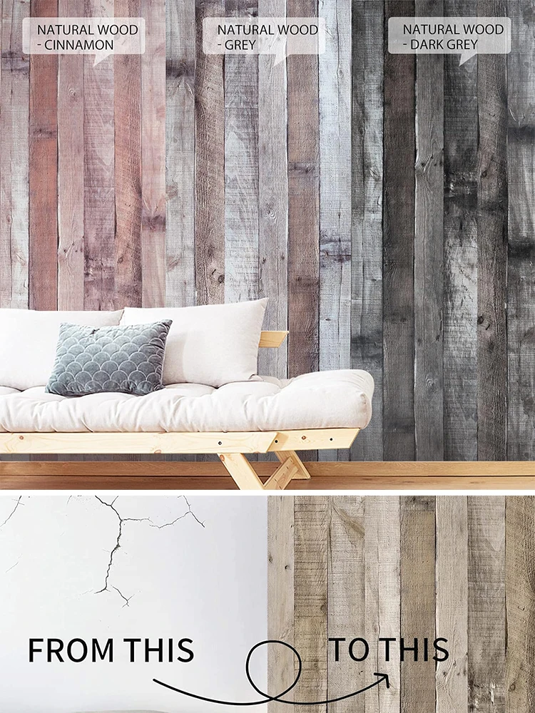 Vintage Self Adhesive Wood Wallpaper Natural Wood-Dark Grey Wood Contact Paper Peel and Stick Wall Paper Home Decoration Kitchen 4