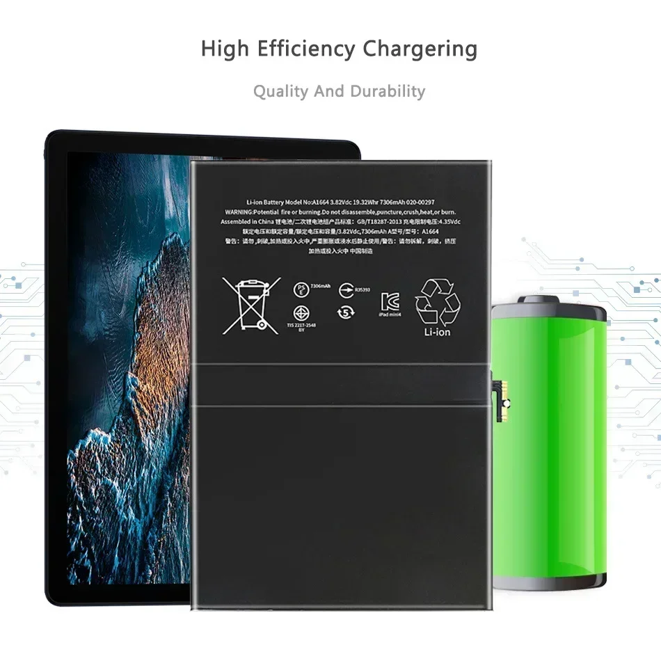 Rechargeable Tablet Battery 7306mAh For Apple iPad Pro 9.7 Pro9.7 A1673 A1674 A1675 Portable Battery rechargeable battery