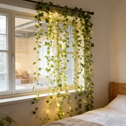 Green Leaf String Lights - Artificial Ivy Vine Fairy Lights for Wedding, Party, and Home Decoration (4 - Lvy Vines)