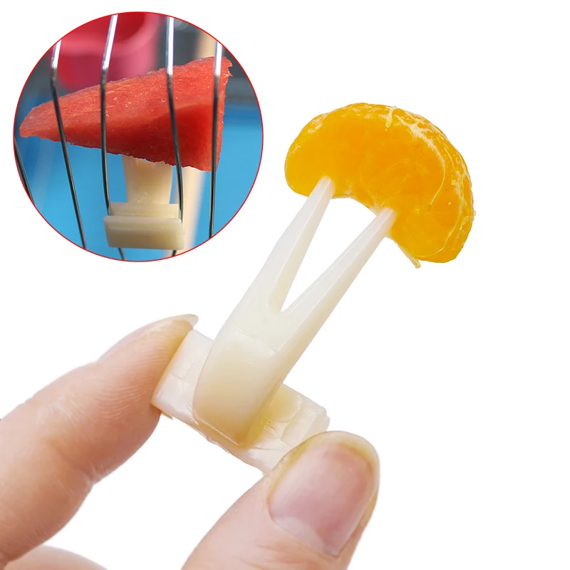 Birds Parrots Fruit Forks 10Pcs automatic bird feeder Plastic Food Holder Feeding on Cage Bird Feeder Parrot Pet Bird Pet Supplies