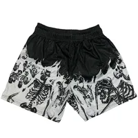 Summer New men short pant Skull Pattern Casual Shorts Street Hip Hop Fitness Polyester Fast Dry Breathable Embroidery Men Shorts 2