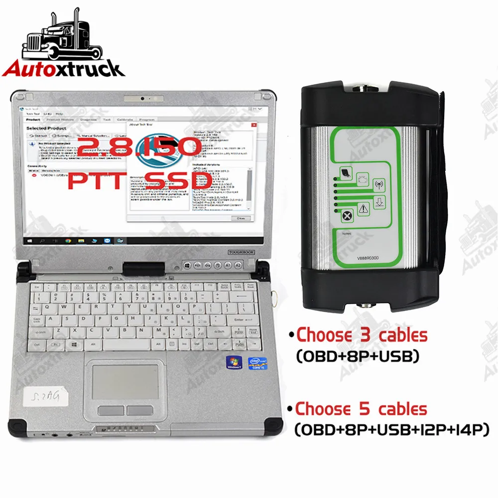 

Truck Diagnose Interface adapter for Vocom 88890300 2.8.150 For Renault/UD/Mack Truck Diagnostic Tool with CF-C2 Laptop