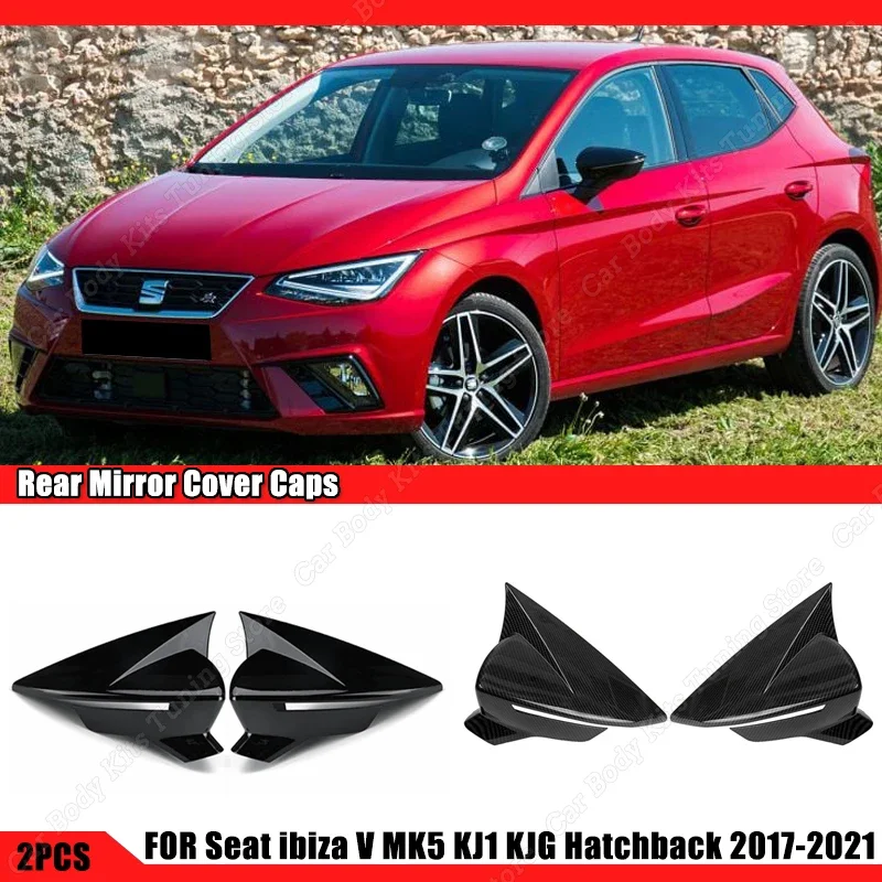 

Блестящие черные боковые фонарики для Seat ibiza V MK5 KJ1 KJG Hatchback 2017-2021, углеродный вид, ABS, автомобильные аксессуары