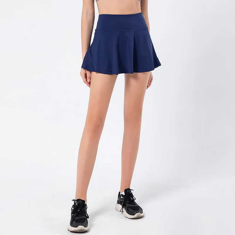 Women Sports Anti Exposure Pleated Golf Tennis Skirts 2 Pcs Fitness High Waist Athletic Push Up Hip Shorts With Pocket
