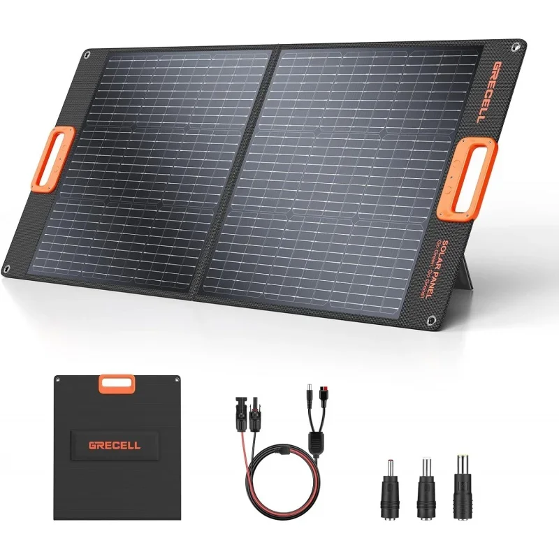 

GRECELL 100W Portable Solar Panel for Power Station Generator, 20V Foldable Solar Cell Solar Charger with MC-4 High-Efficiency B