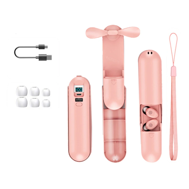 

TWS Bluetooth 5.0 Earphones Wireless 9D Hifi Sound Headphones Bluetooth Headsets with Microphone Fan Earbuds(Pink)