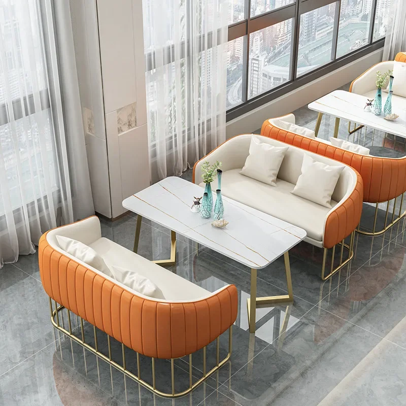 

shop table and chair combination simple photo studio reception negotiation double commercial leisure tea shop card sofa.